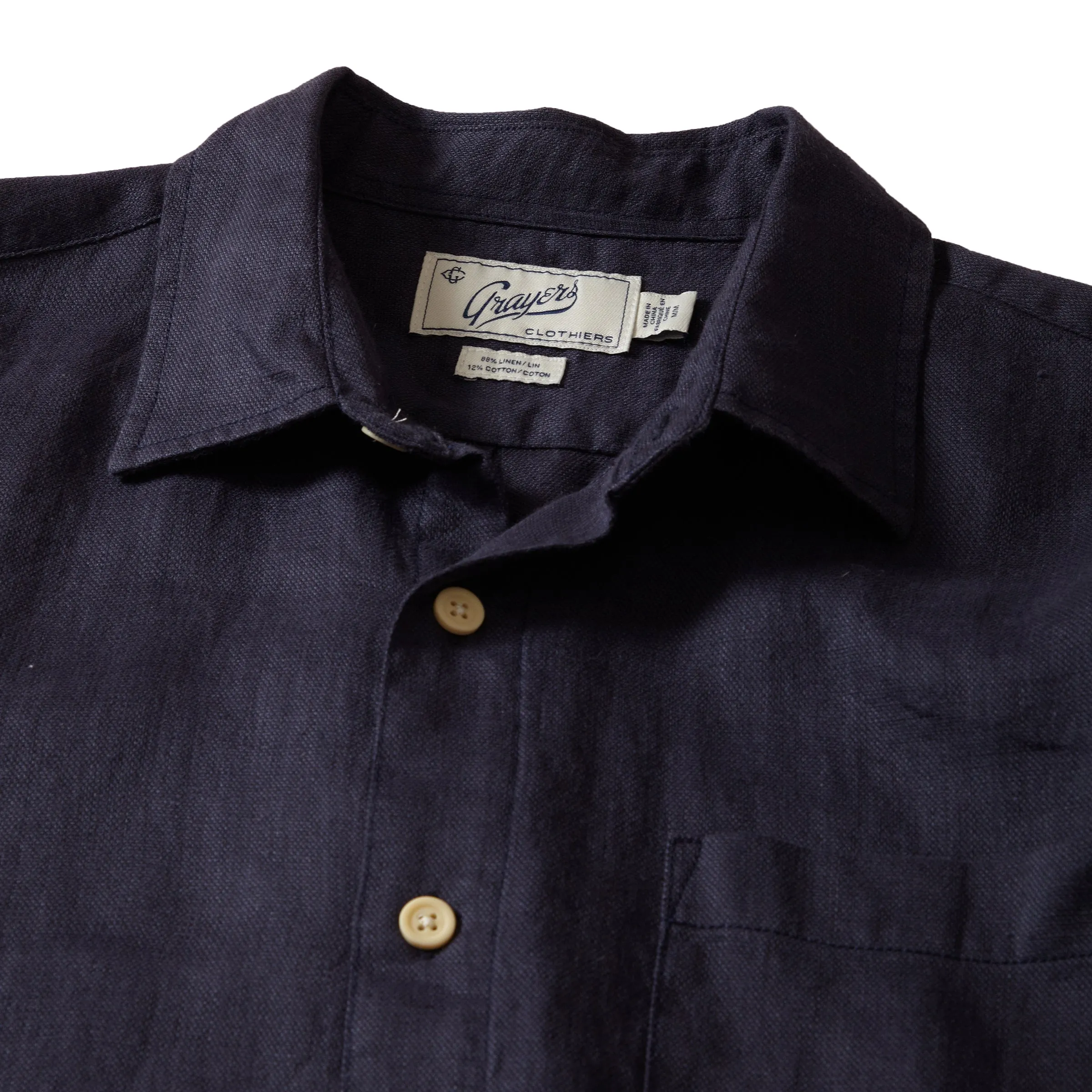 Amalfi Textured Linen Cotton Shirt - Blue Steel