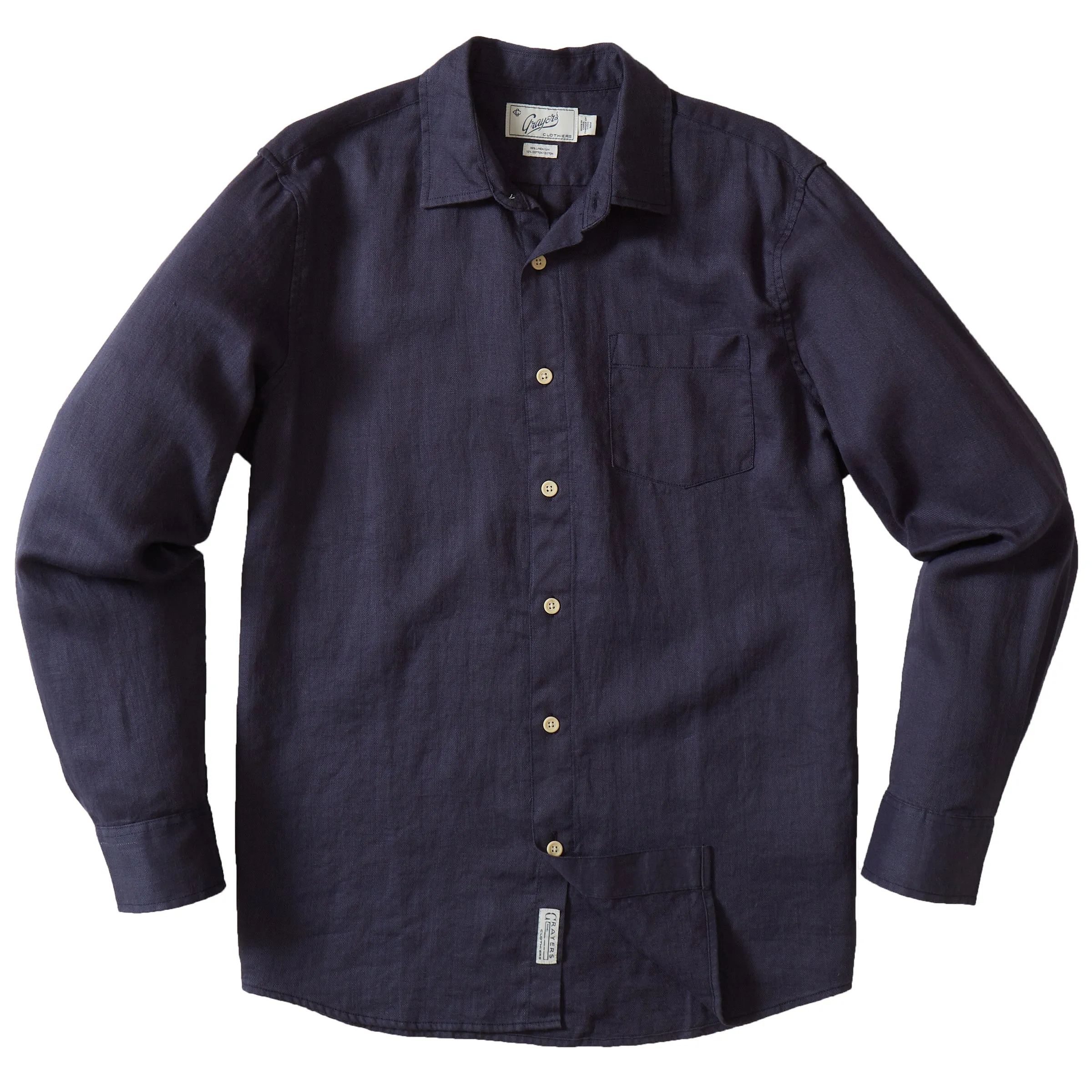 Amalfi Textured Linen Cotton Shirt - Blue Steel