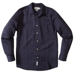 Amalfi Textured Linen Cotton Shirt - Blue Steel