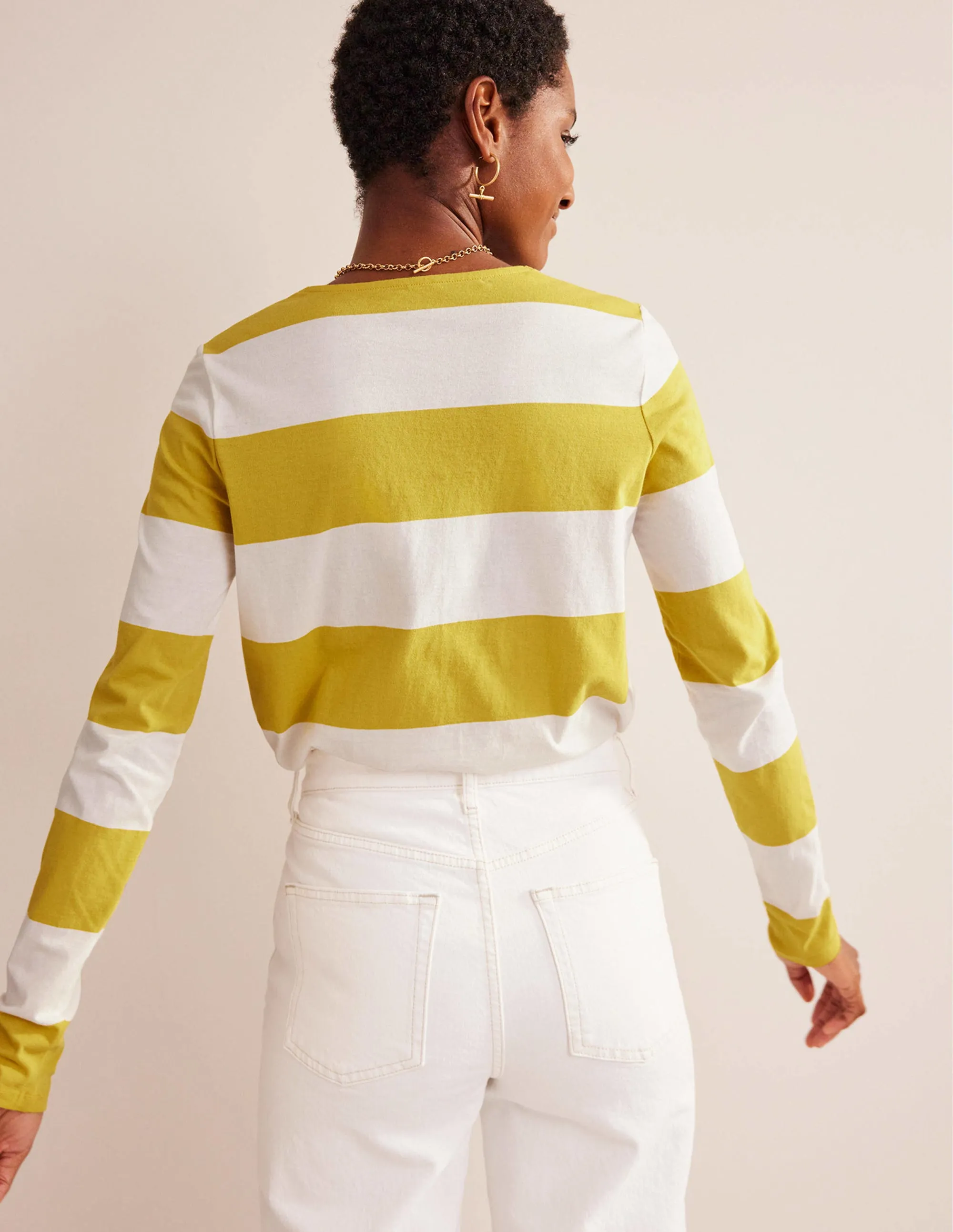 Bea Long Sleeve Breton-Ivory, Yellow