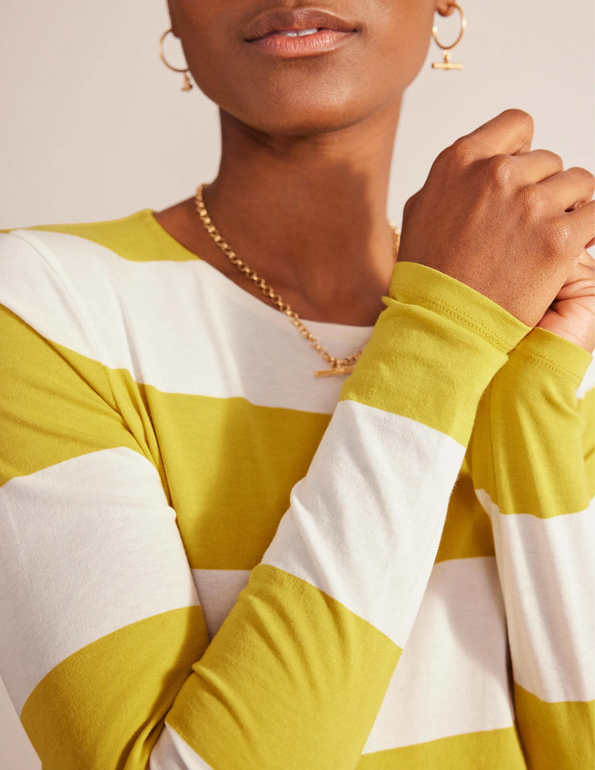 Bea Long Sleeve Breton-Ivory, Yellow