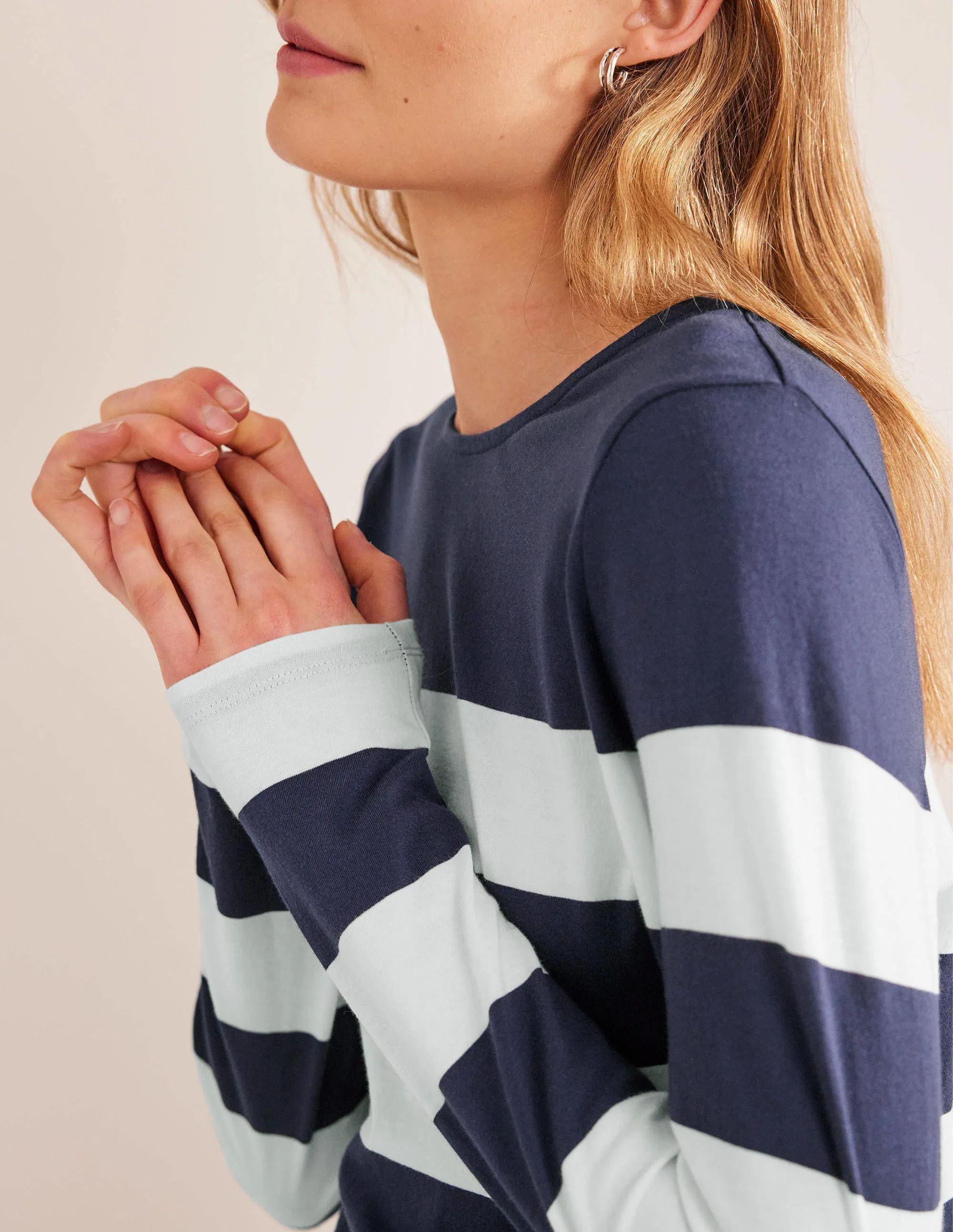 Bea Long Sleeve Breton-Navy/ Ivory Wide Stripe