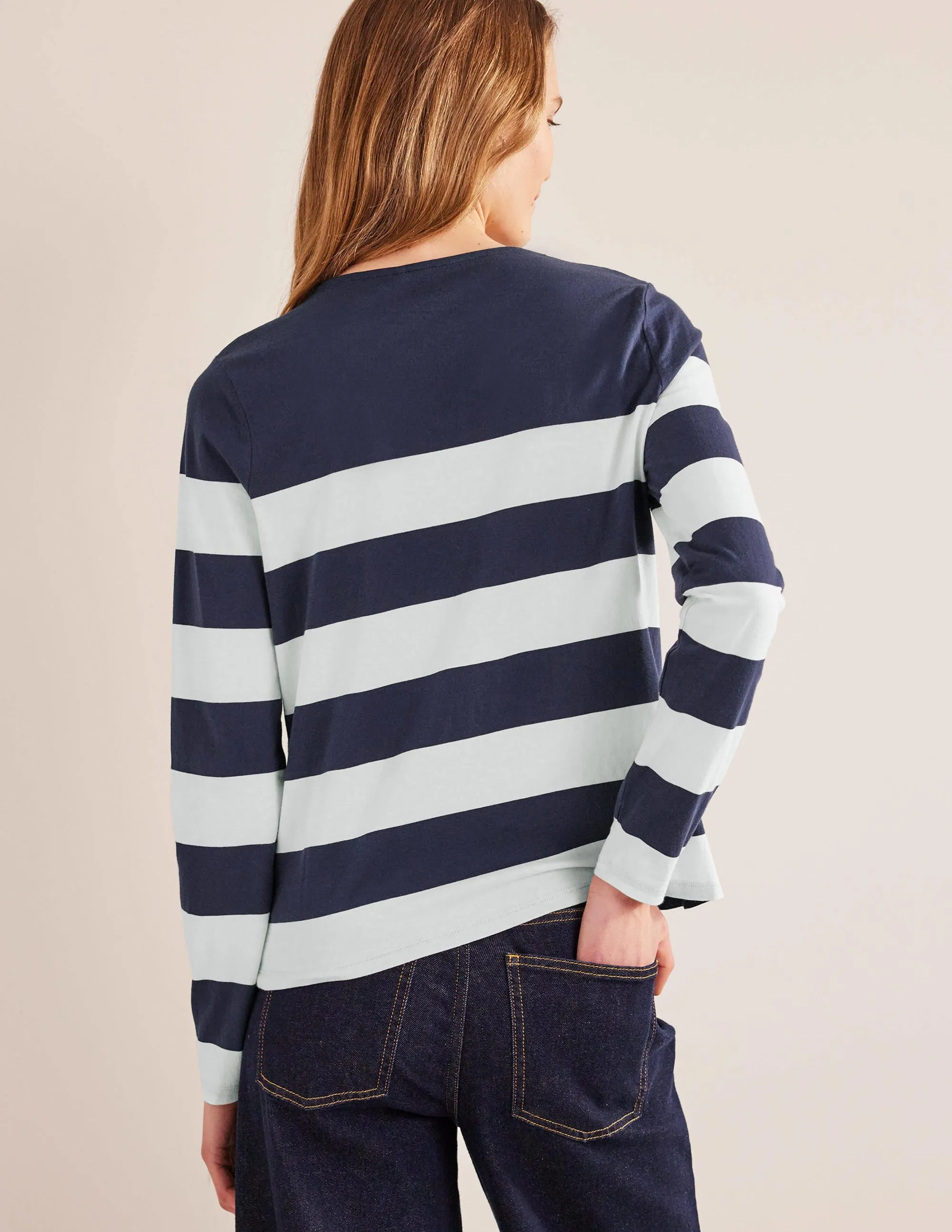Bea Long Sleeve Breton-Navy/ Ivory Wide Stripe