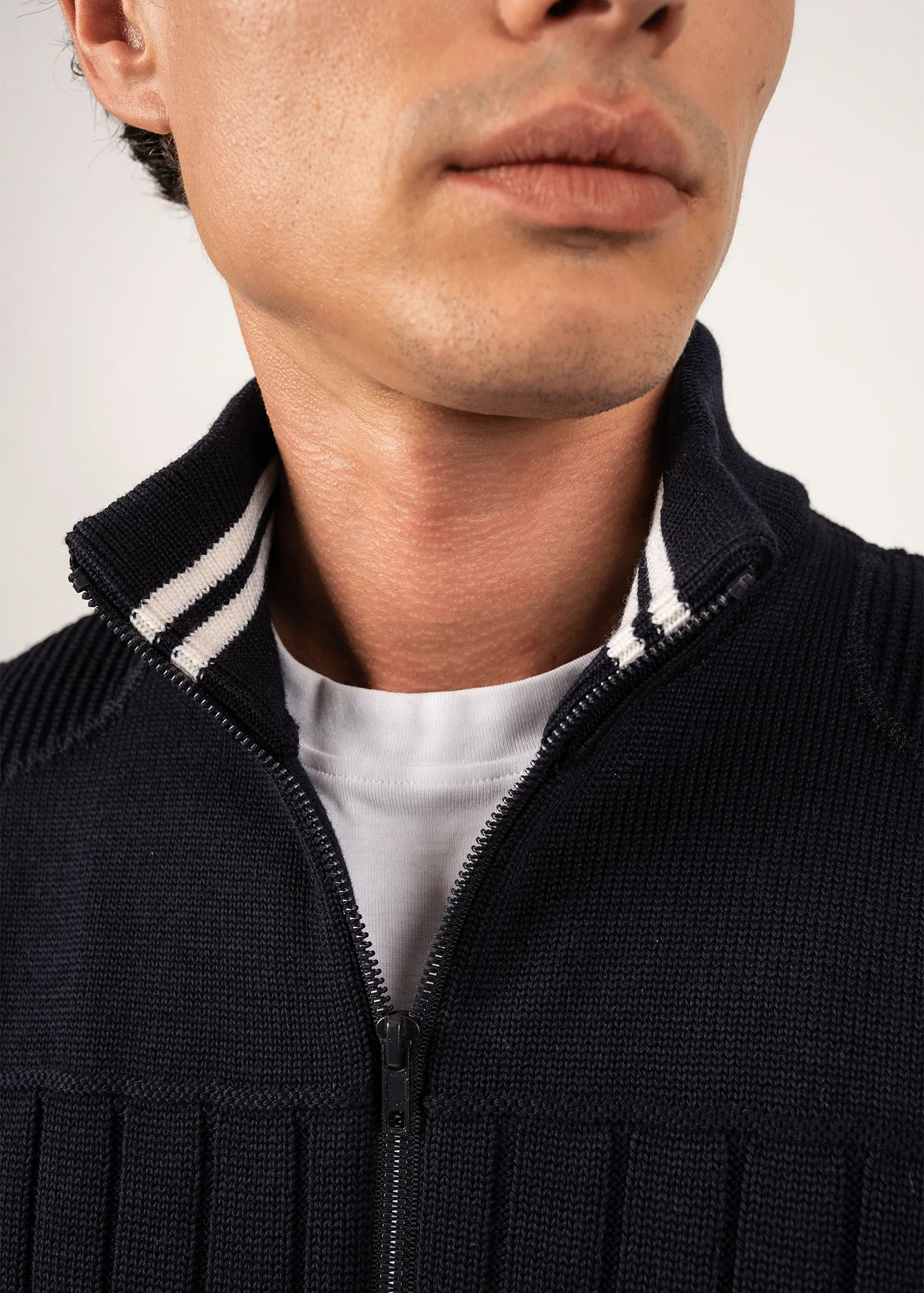 Calypso Rdit wool jacket - high neck (NAVY/BLANC)