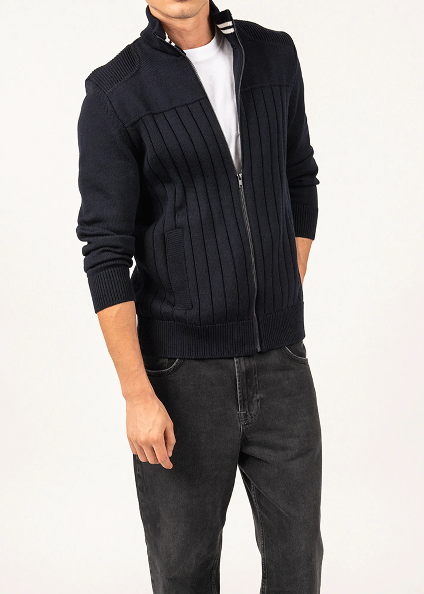 Calypso Rdit wool jacket - high neck (NAVY/BLANC)