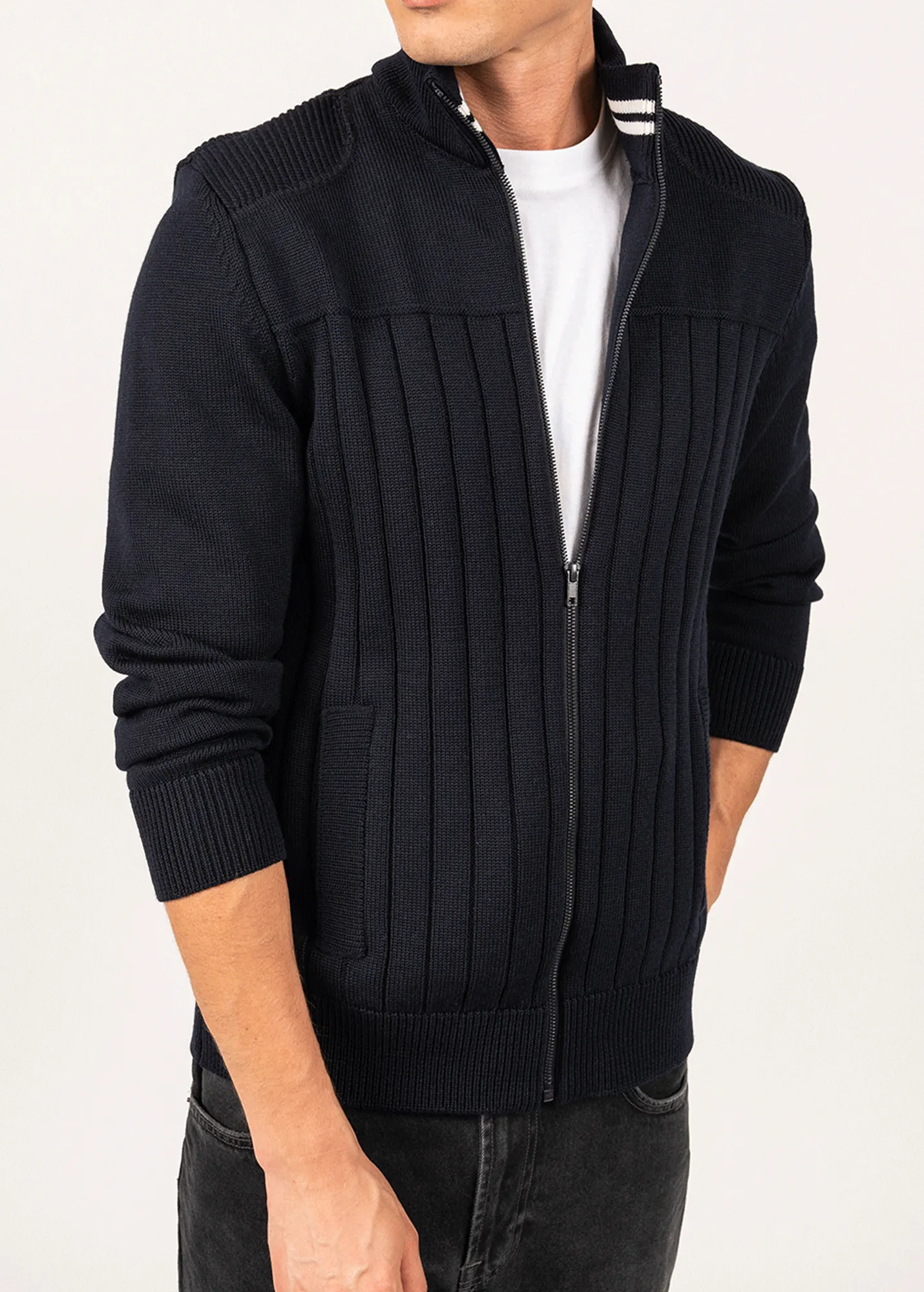 Calypso Rdit wool jacket - high neck (NAVY/BLANC)
