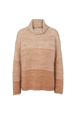 Caterina H. Neck Sweater - Tobacco brown / natural mel.