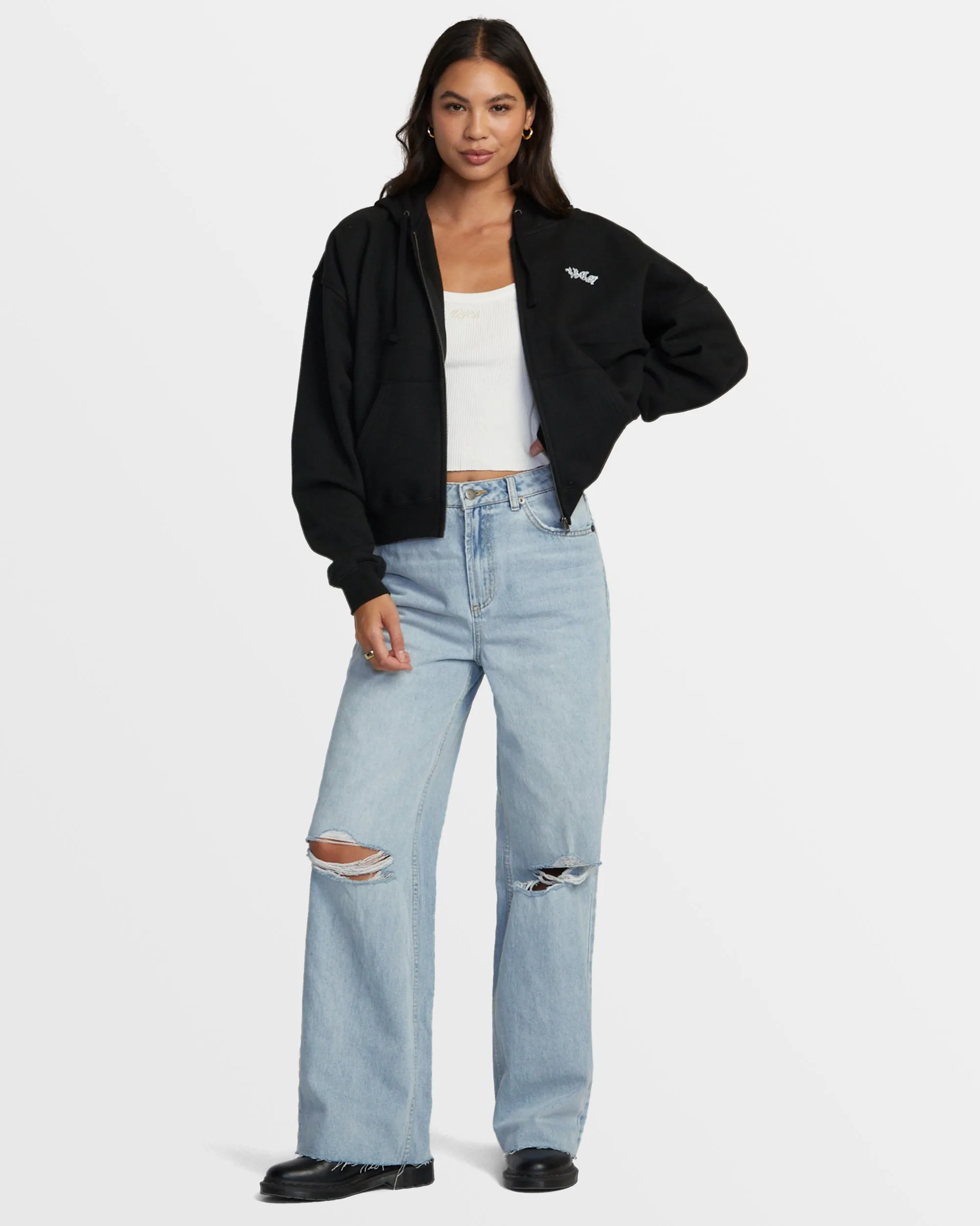 Chefs Kiss Zip-Up Hoodie - Rvca Black