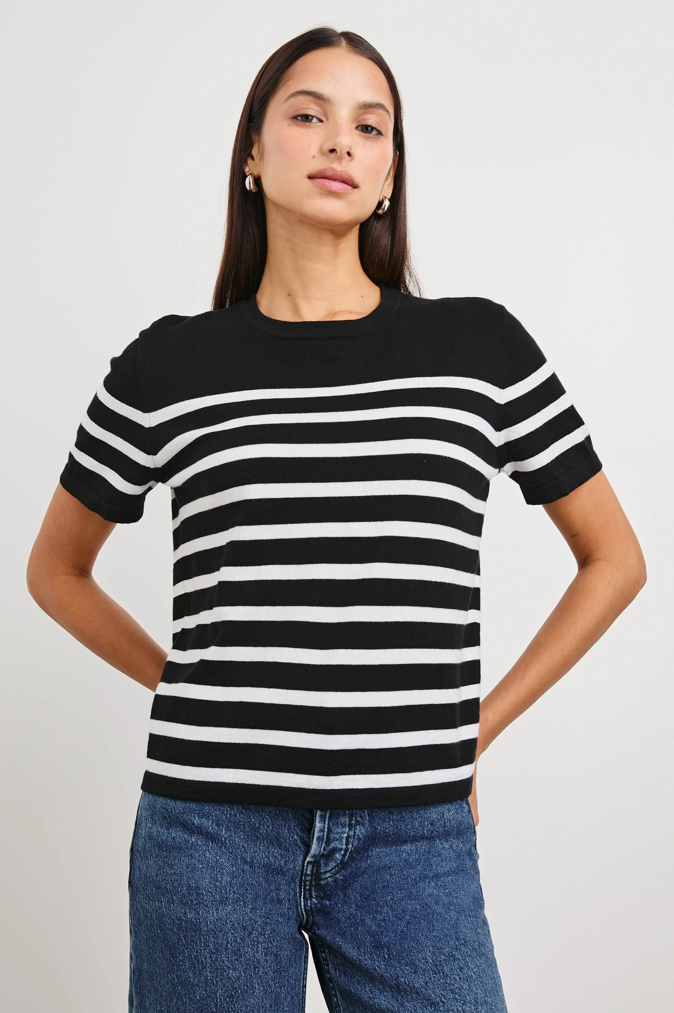 COTTON CASHMERE T-SHIRT - PARISIAN STRIPE