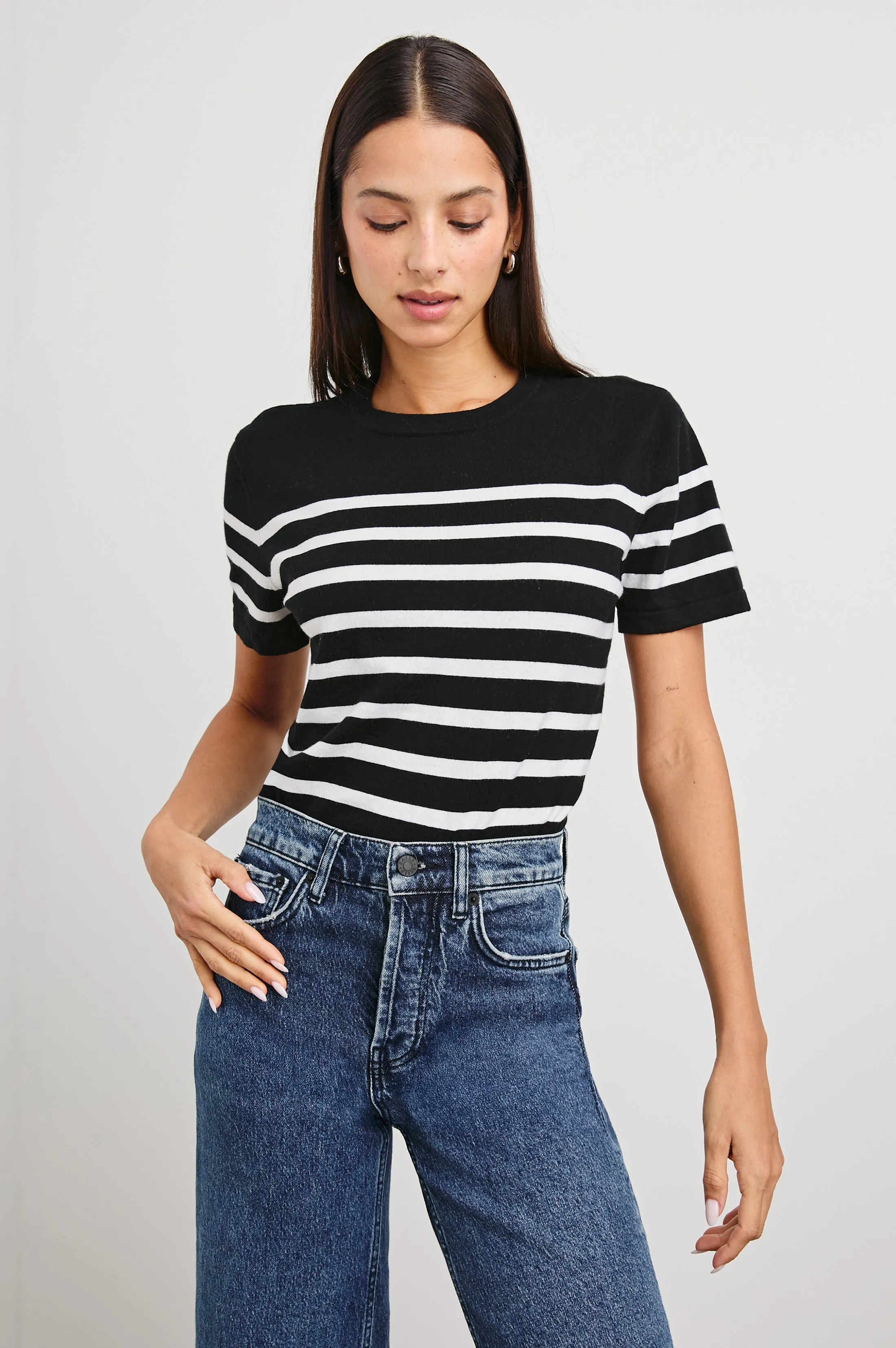COTTON CASHMERE T-SHIRT - PARISIAN STRIPE
