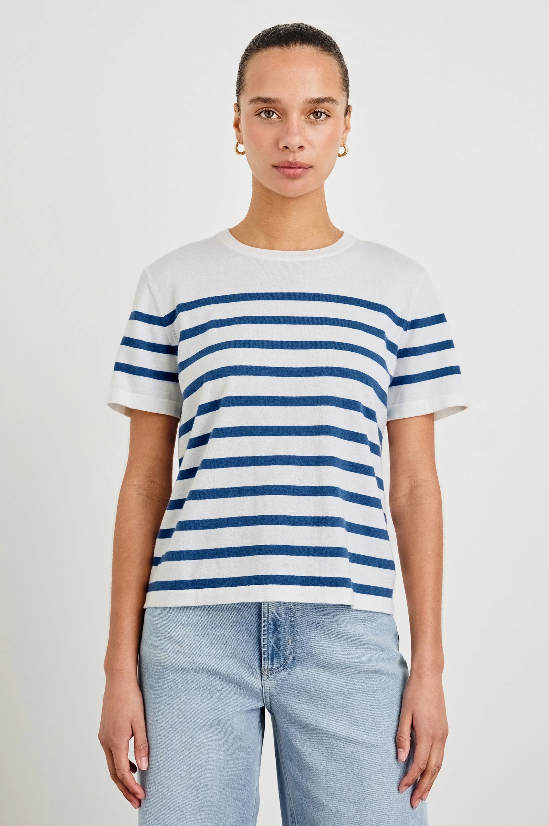 COTTON CASHMERE T-SHIRT - SAILOR STRIPE