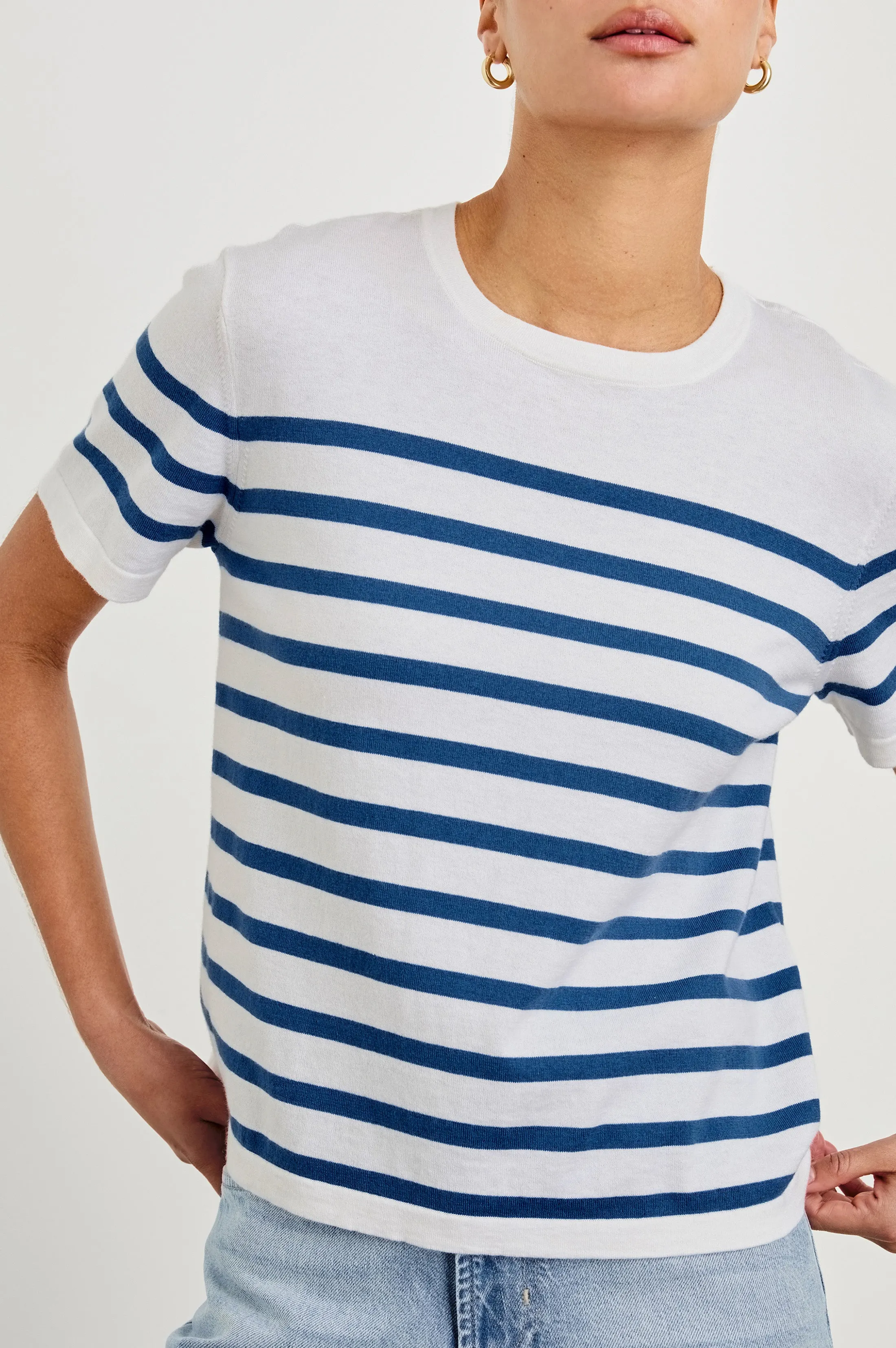 COTTON CASHMERE T-SHIRT - SAILOR STRIPE