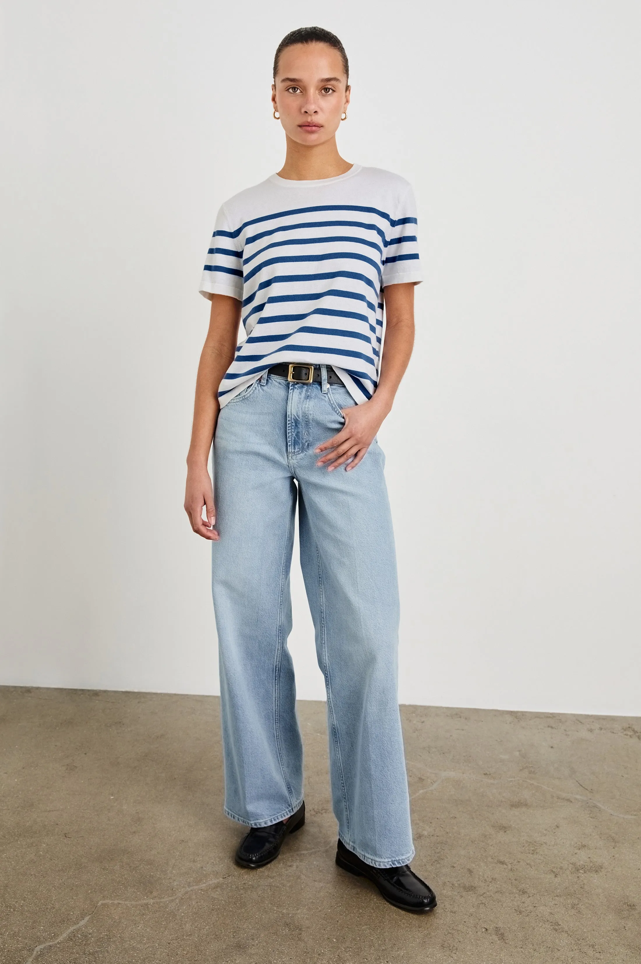 COTTON CASHMERE T-SHIRT - SAILOR STRIPE