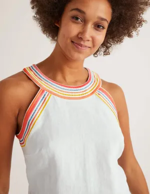 Dollie Embroidered Linen Top-White Dollie Embroidered Linen Top-White