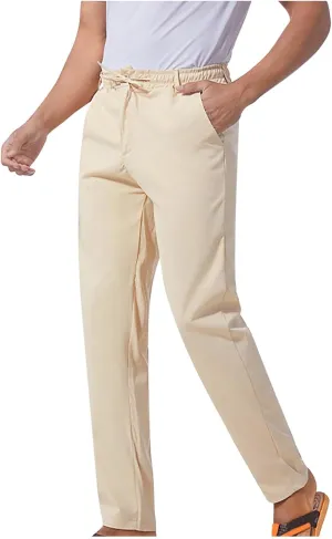 Drawstring Pants for Mens,Men's Summer Casual Beach Loose Trousers Outdoor Comfy Soft Slim Fit Thin Straight Pant