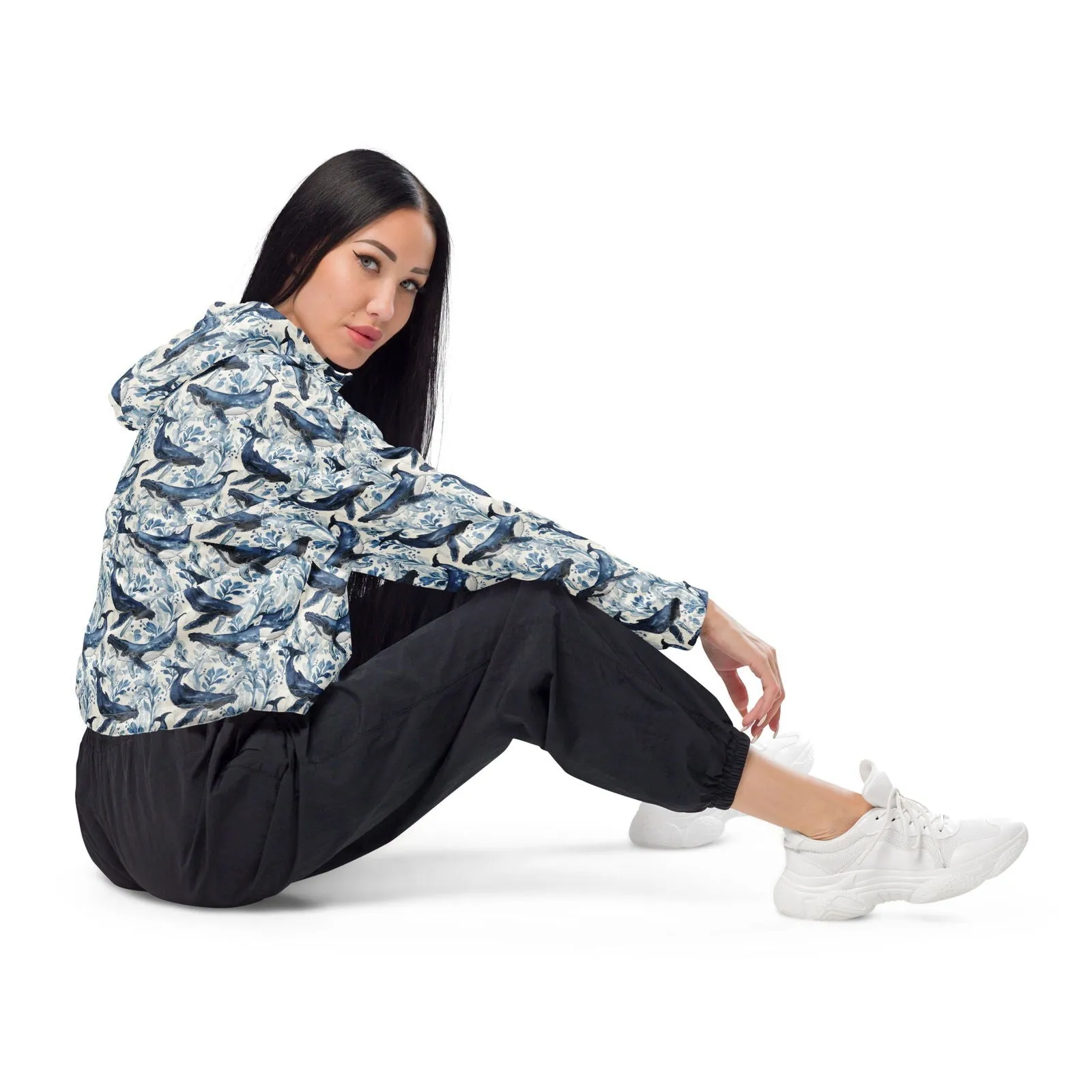 Humpback Whale Song Womens cropped Windbreaker