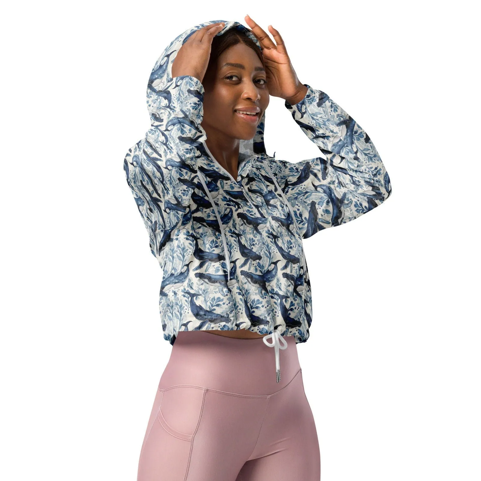 Humpback Whale Song Womens cropped Windbreaker