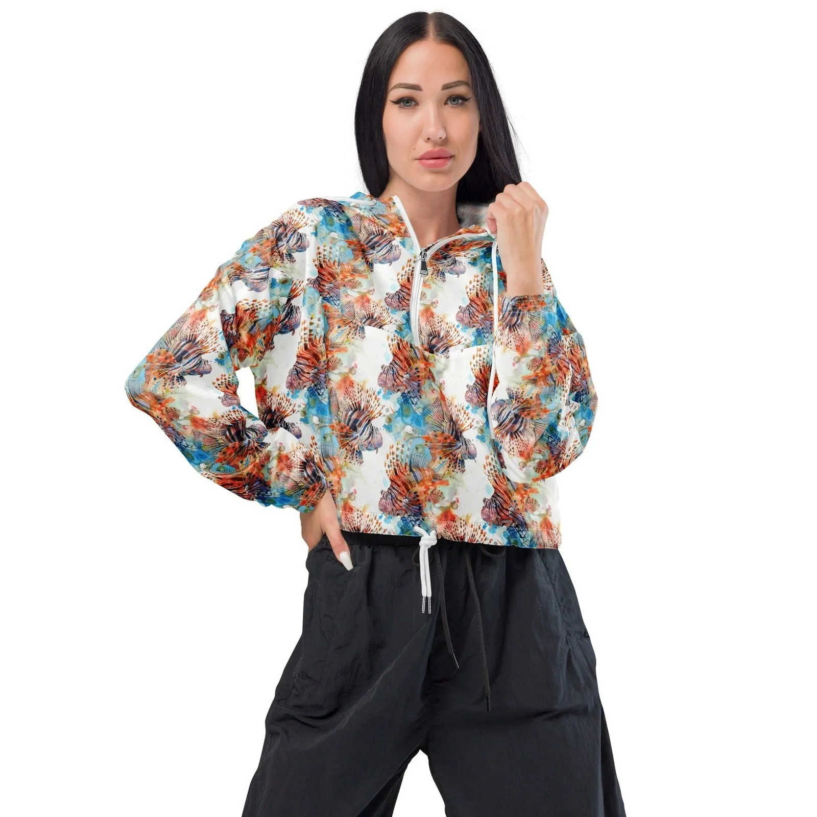 Invasive Lionfish Womens cropped Windbreaker