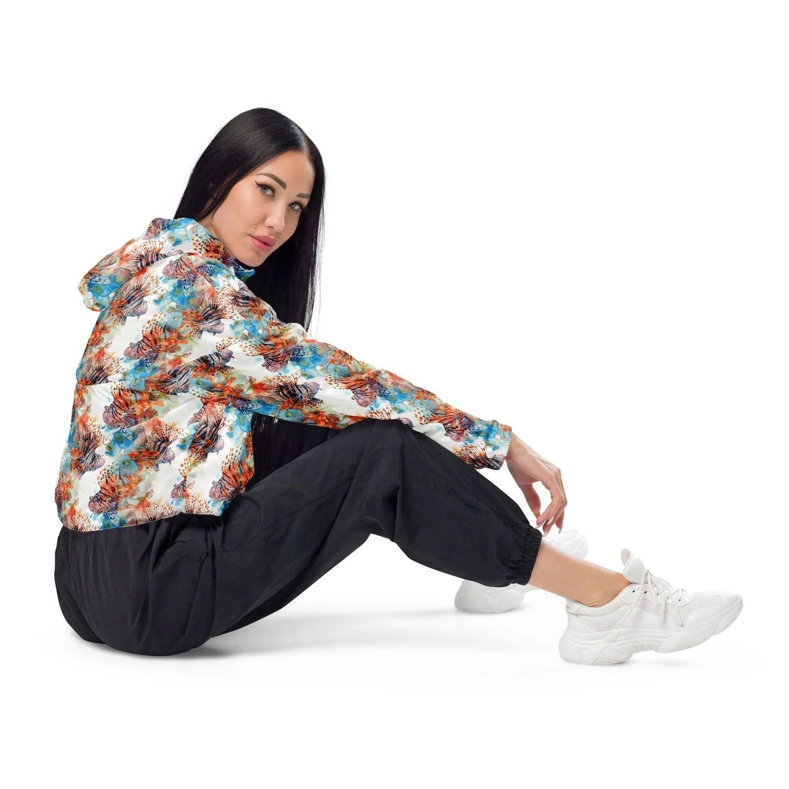 Invasive Lionfish Womens cropped Windbreaker