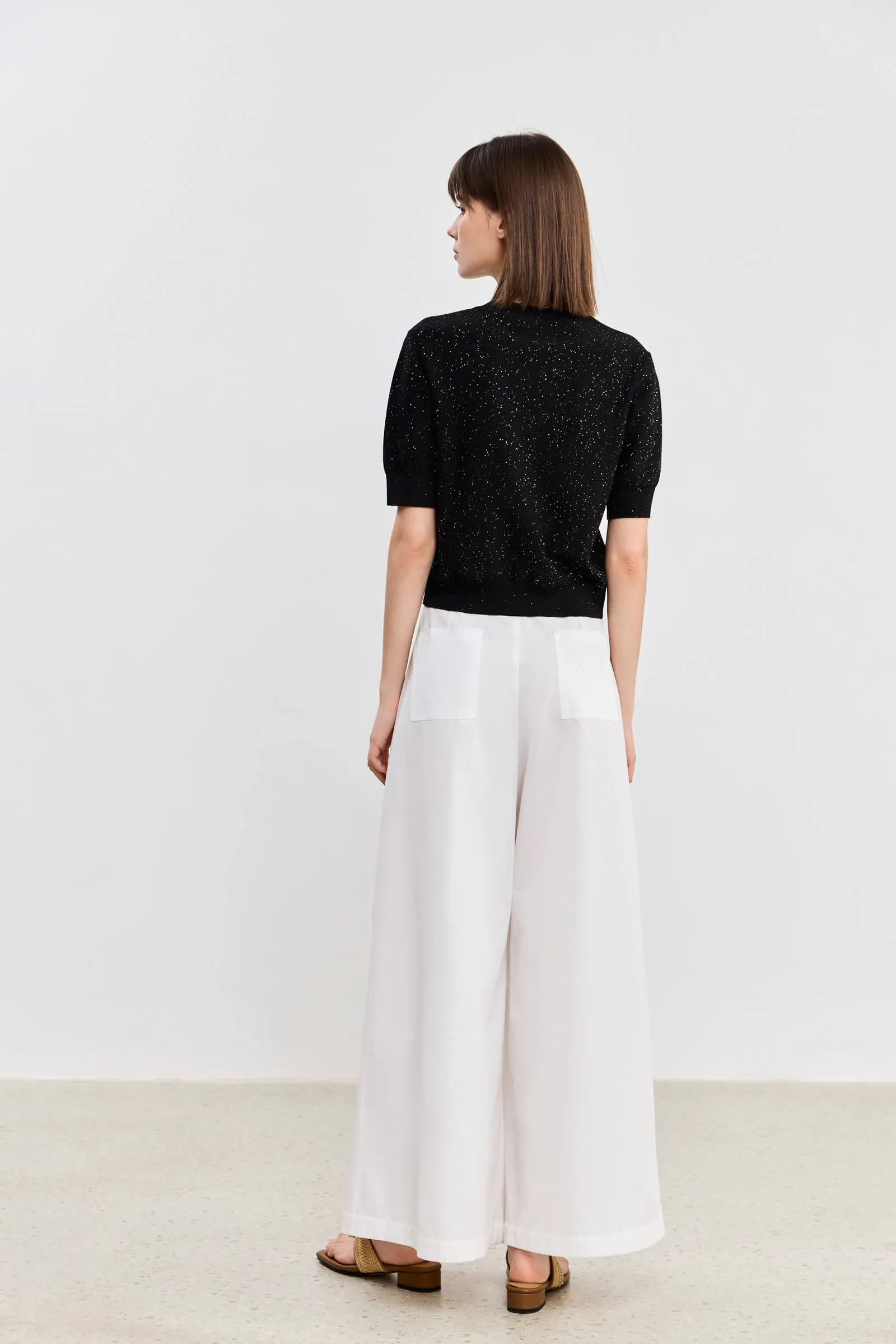 LILY Classic Round Neck Slim Short Sleeve Knit Sweater