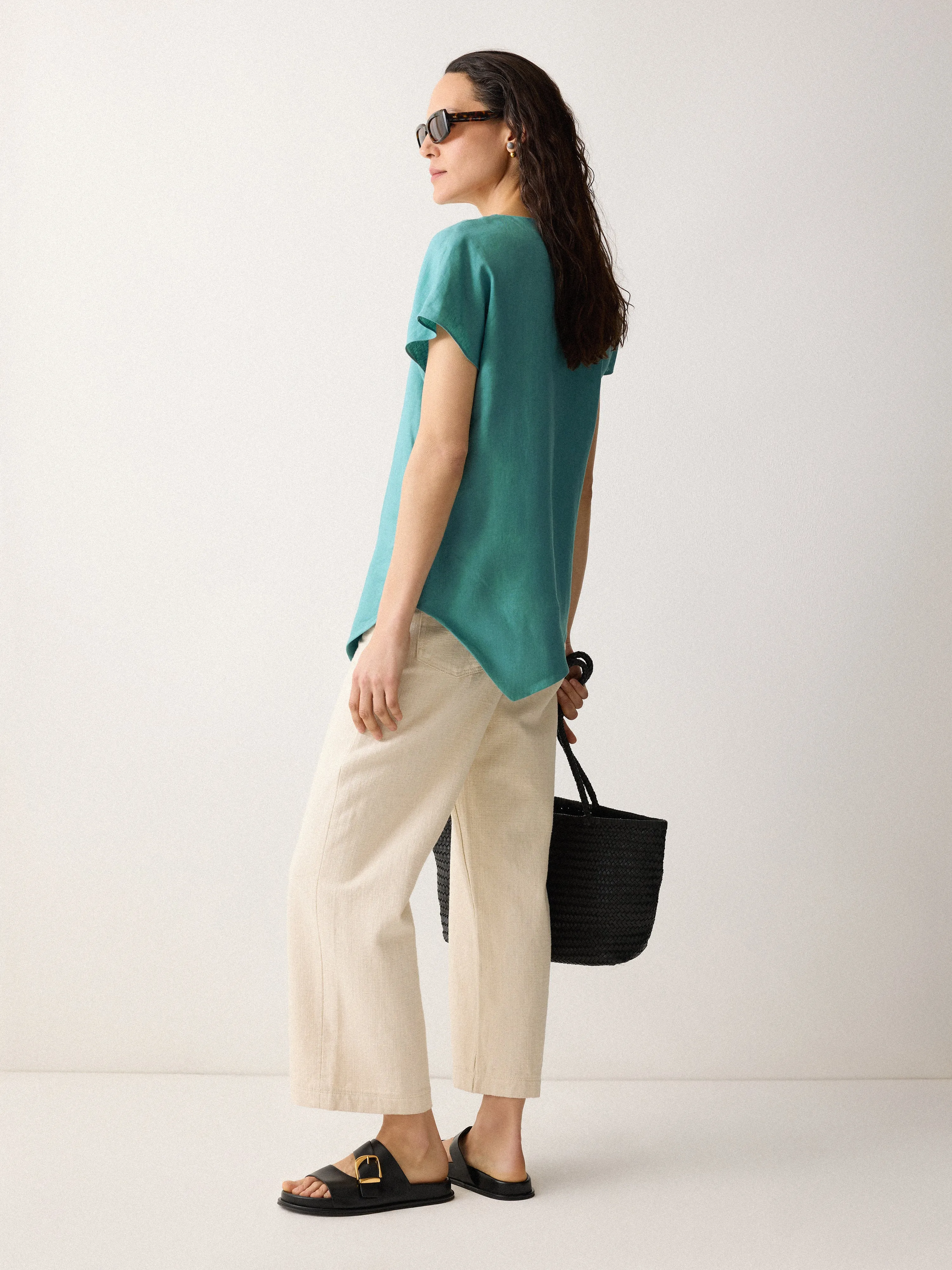Linen Relaxed Top | Blue