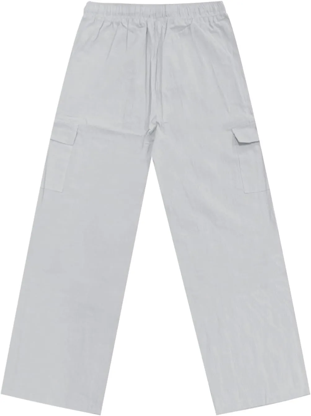 Men's Cotton Linen Cargo Pants Breathable Elastic Waist Drawstring Casual Loose Summer Beach Pants 2025