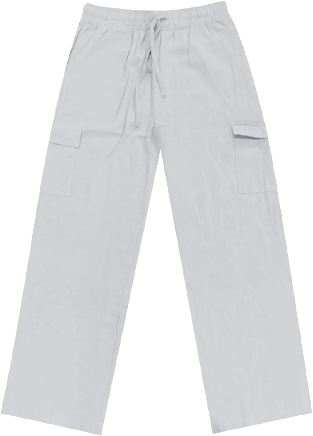 Men's Cotton Linen Cargo Pants Breathable Elastic Waist Drawstring Casual Loose Summer Beach Pants 2025