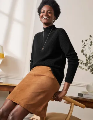 Mia Ribbed High Neck Jumper-Black