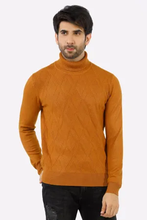 Mustard High Neck Gents Sweater