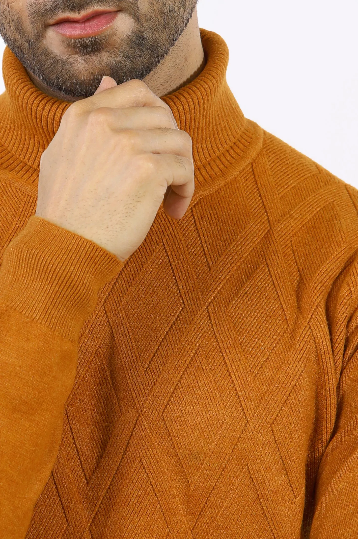 Mustard High Neck Gents Sweater
