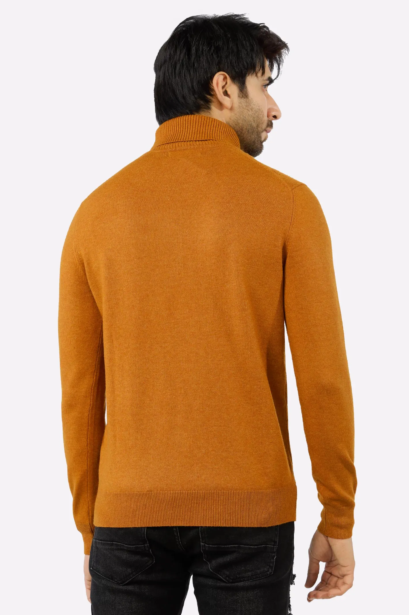 Mustard High Neck Gents Sweater
