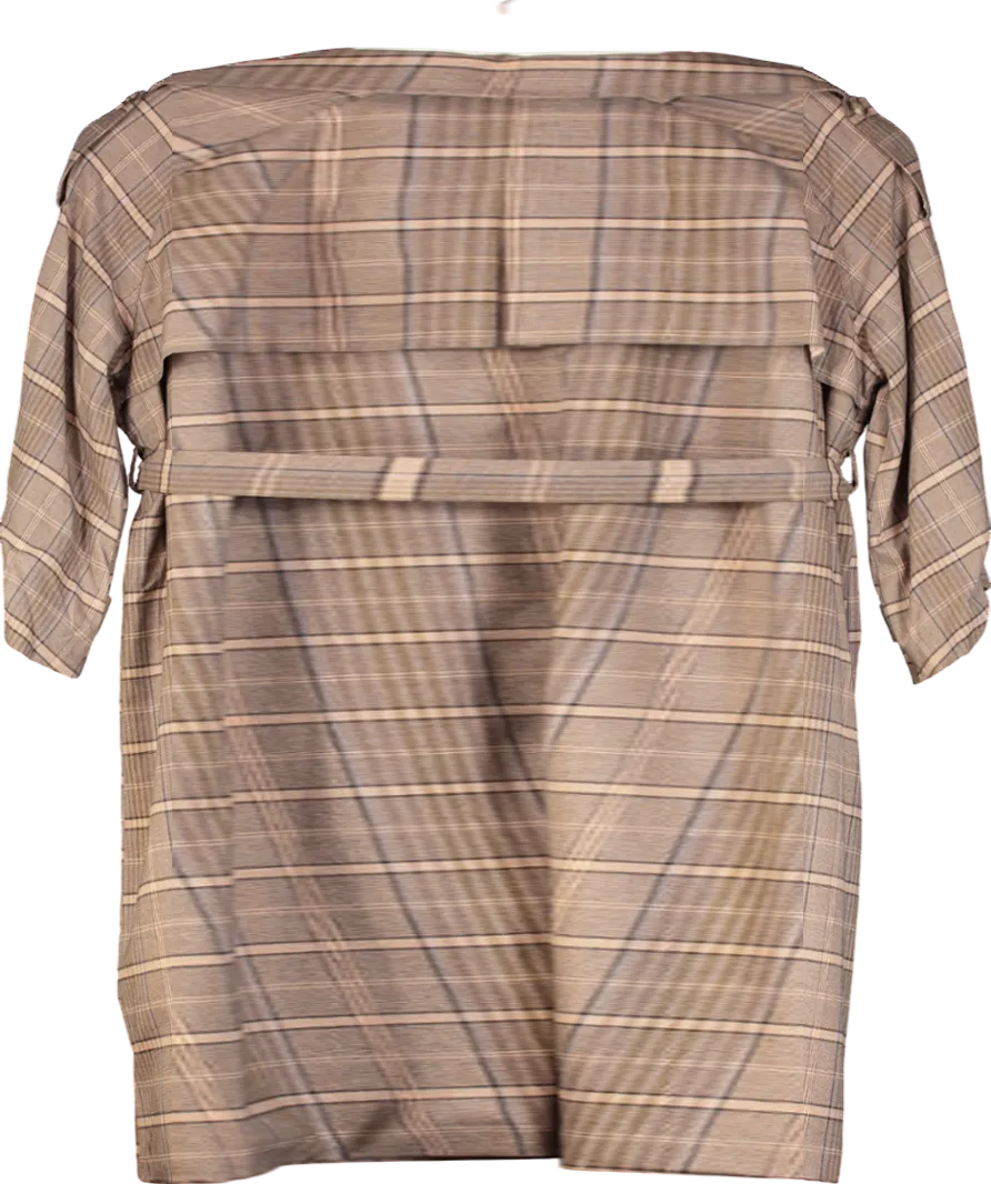 River Island Brown Check Belted Trench Coat UK M