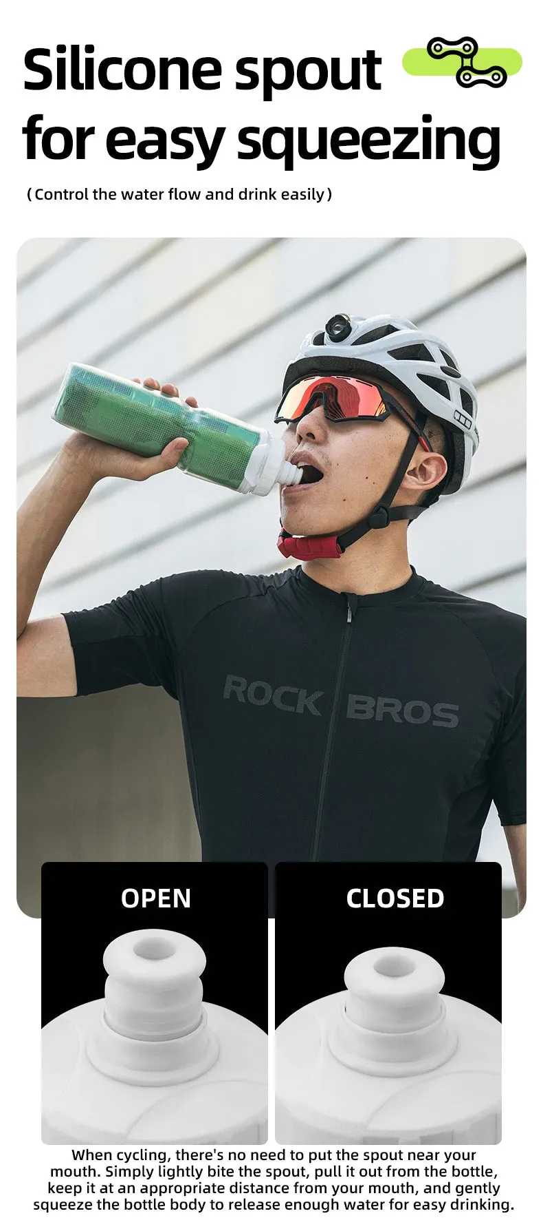 ROCKBROS Bike Water Bottle 750ml PP5 Bicycle Insulated