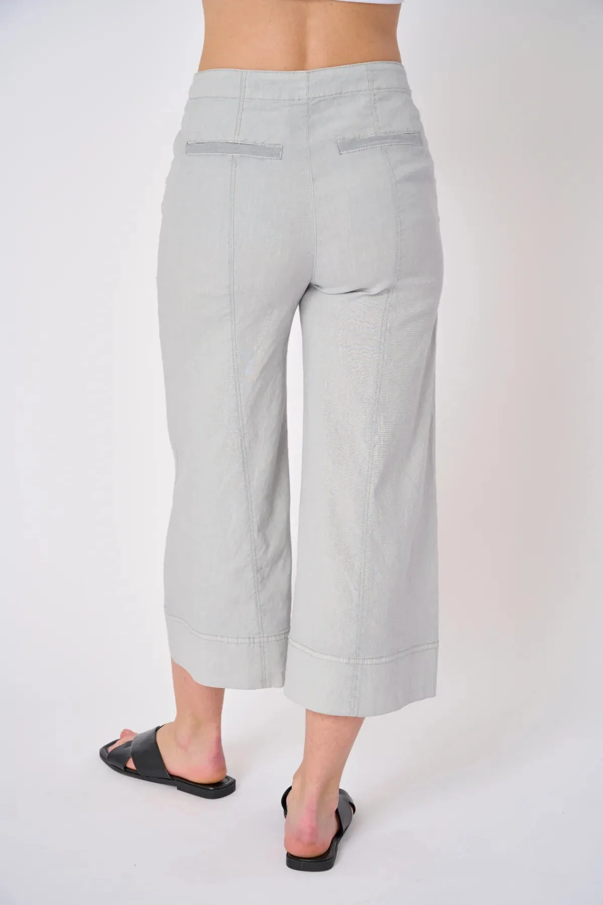 SANTORINI STRETCH LINEN WIDE-LEG PANT | Basalt