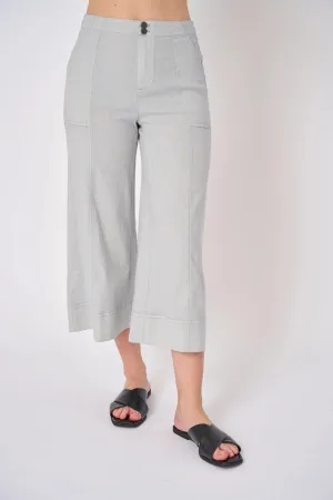 SANTORINI STRETCH LINEN WIDE-LEG PANT | Basalt