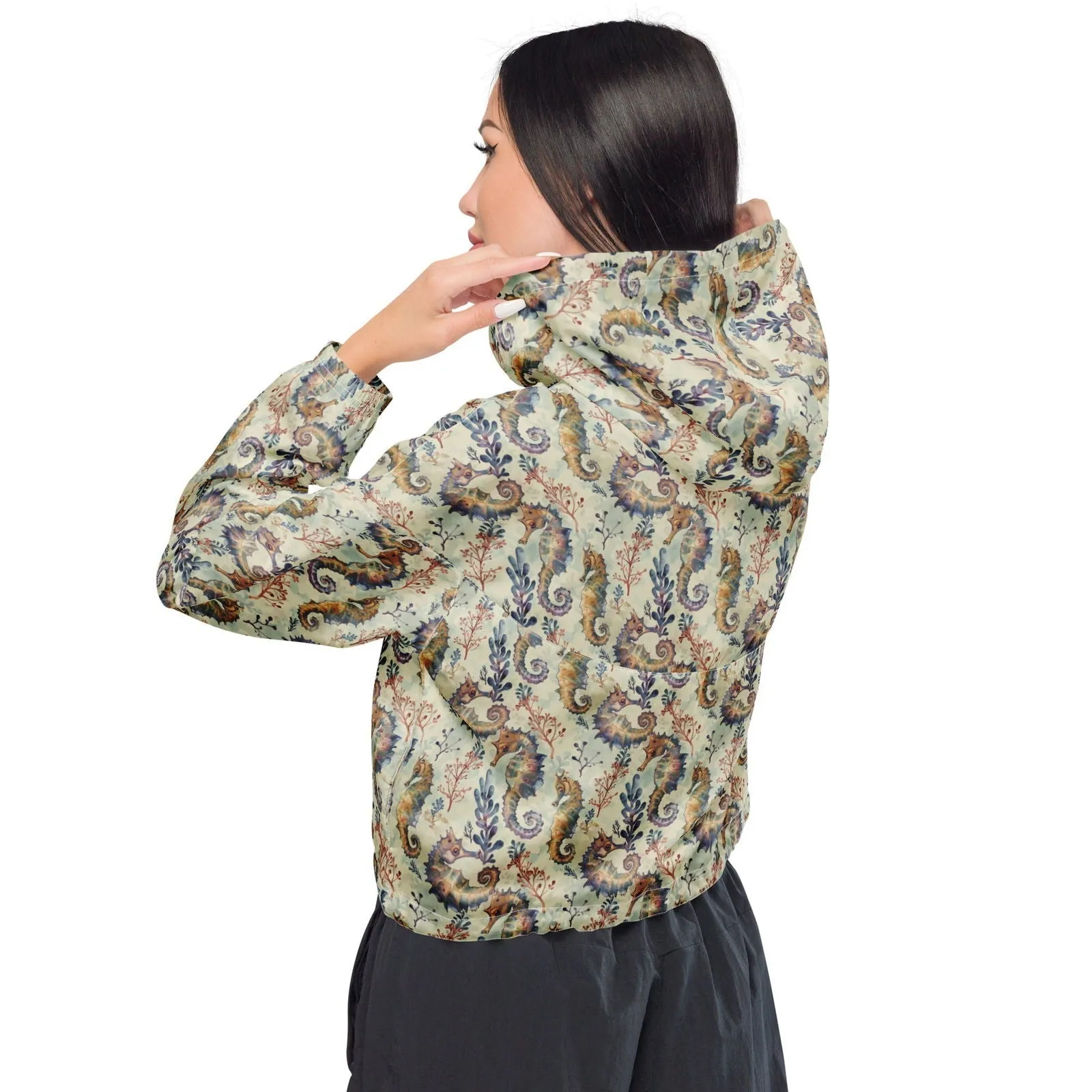 Seahorse Haven Womens cropped Windbreaker
