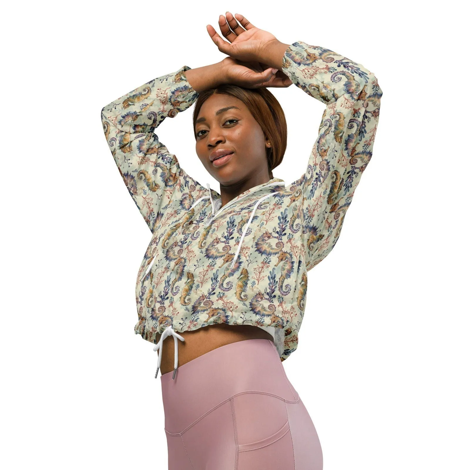 Seahorse Haven Womens cropped Windbreaker