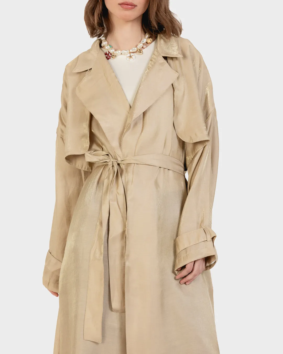 Shimmer Trench in Beige