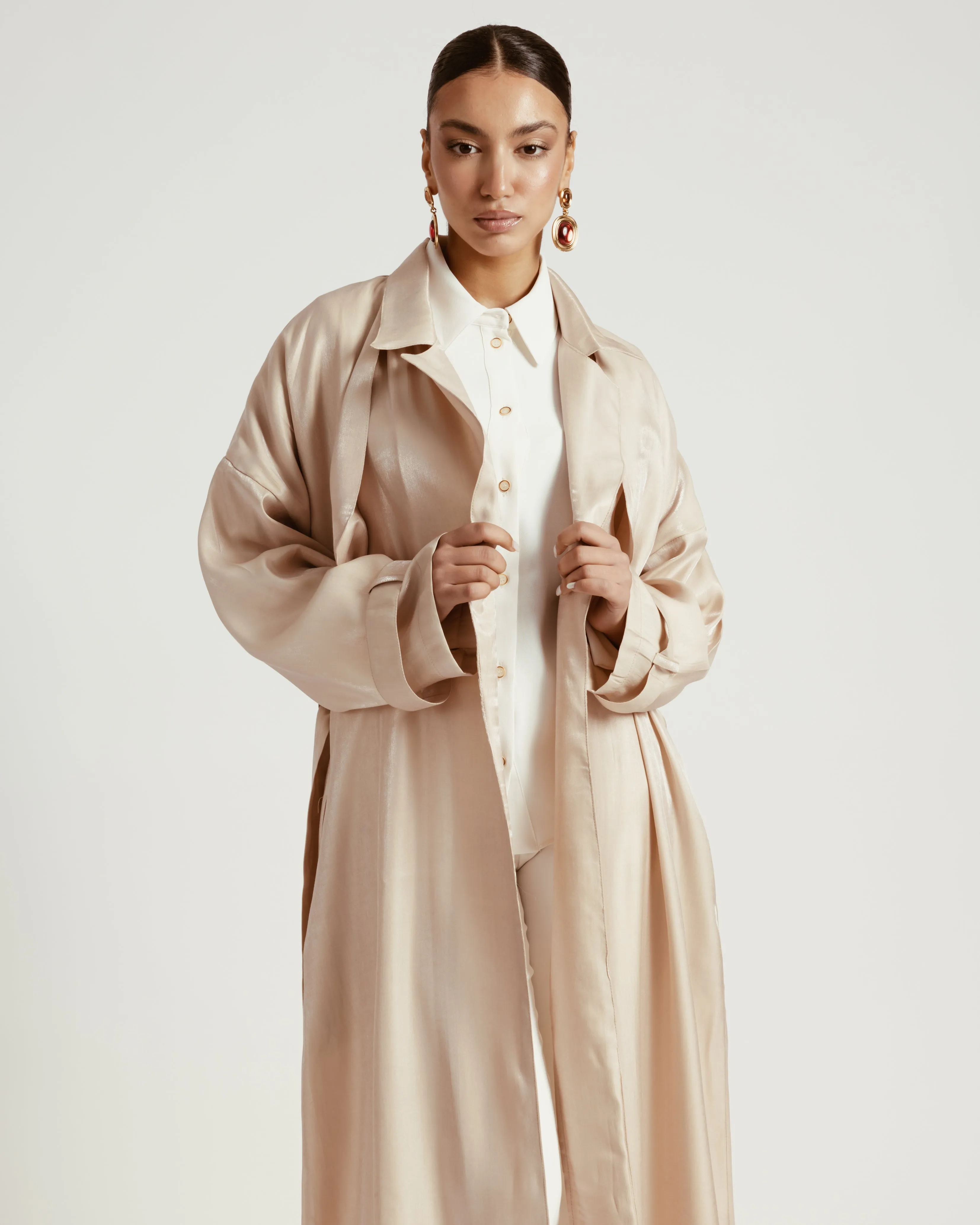 Shimmer Trench in Beige