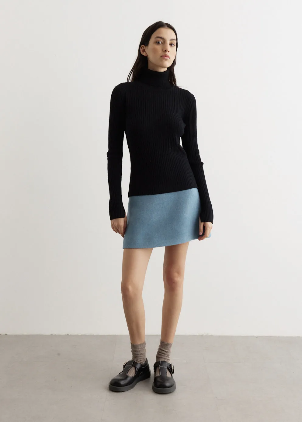 Sprayed Rib Open Back High Neck Sweater