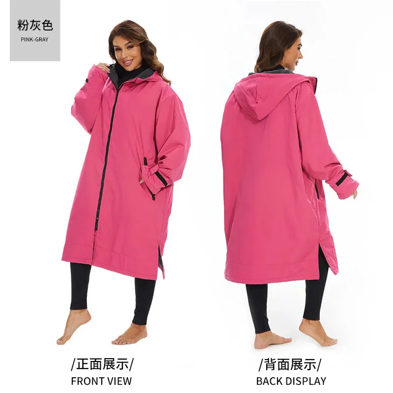 Thickened Winter Warm Surfing Changing Robe  Cashmere Microfiber Towel Hooded Bath Poncho