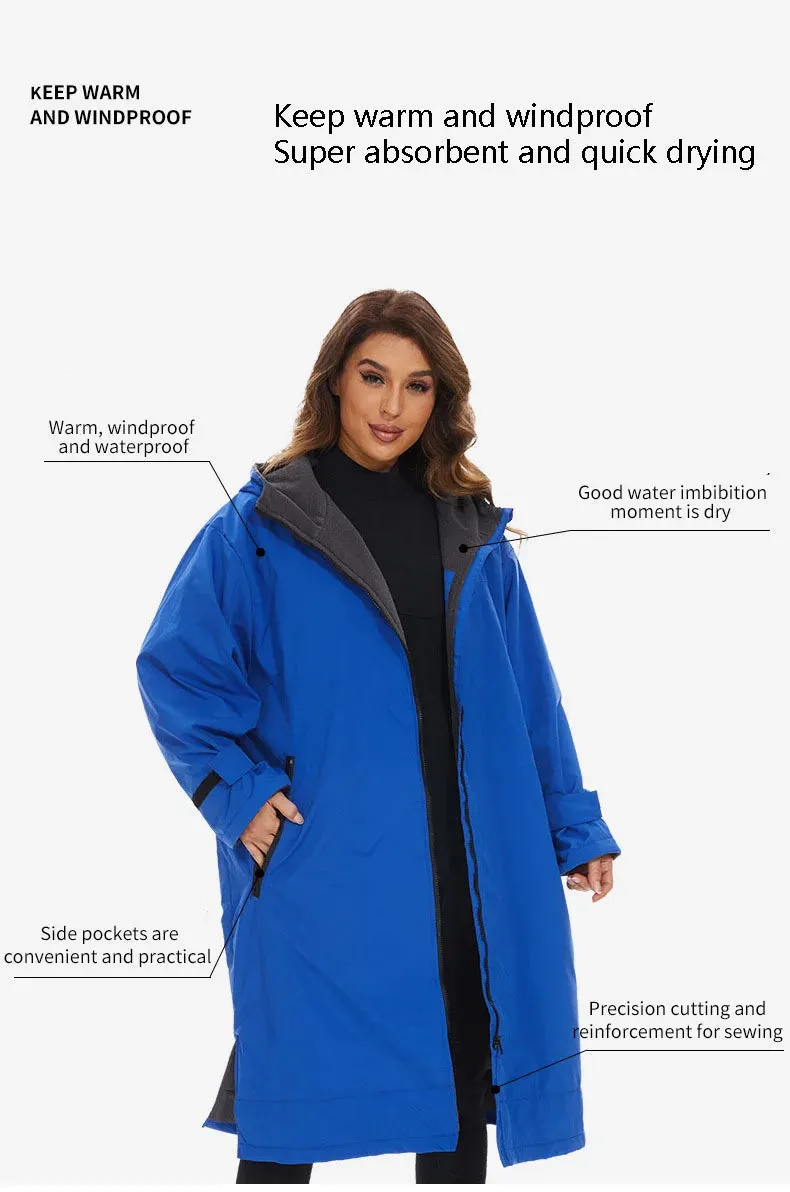 Thickened Winter Warm Surfing Changing Robe  Cashmere Microfiber Towel Hooded Bath Poncho