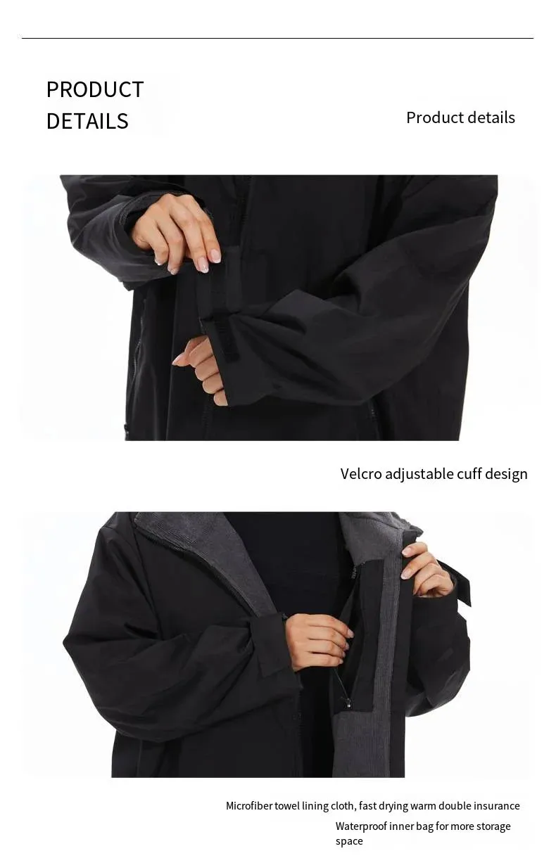 Thickened Winter Warm Surfing Changing Robe  Cashmere Microfiber Towel Hooded Bath Poncho