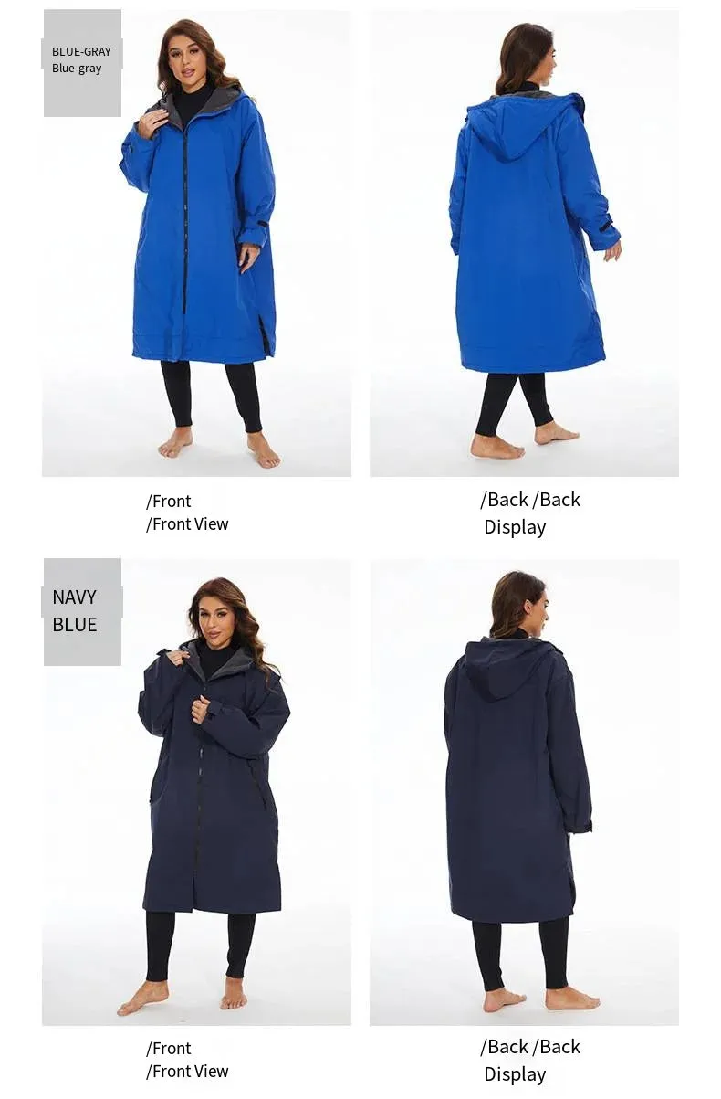 Thickened Winter Warm Surfing Changing Robe  Cashmere Microfiber Towel Hooded Bath Poncho