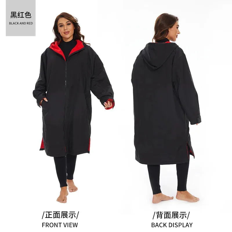 Thickened Winter Warm Surfing Changing Robe  Cashmere Microfiber Towel Hooded Bath Poncho
