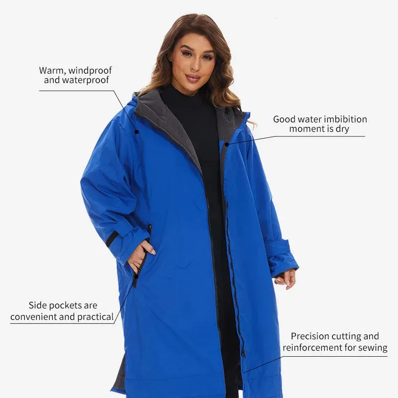 Thickened Winter Warm Surfing Changing Robe  Cashmere Microfiber Towel Hooded Bath Poncho