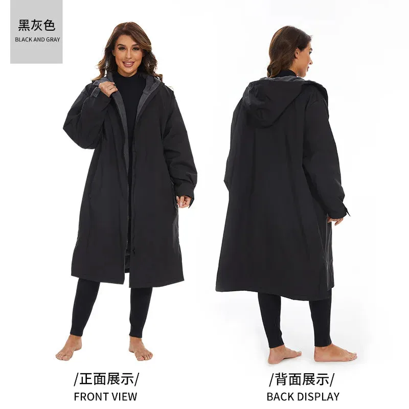 Thickened Winter Warm Surfing Changing Robe  Cashmere Microfiber Towel Hooded Bath Poncho