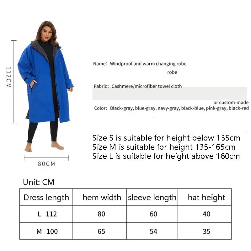 Thickened Winter Warm Surfing Changing Robe  Cashmere Microfiber Towel Hooded Bath Poncho