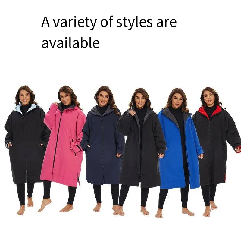 Thickened Winter Warm Surfing Changing Robe  Cashmere Microfiber Towel Hooded Bath Poncho