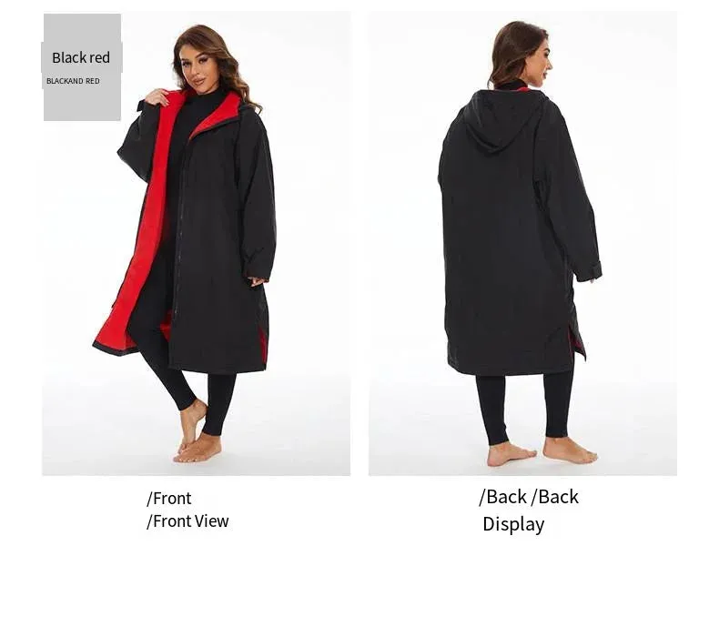 Thickened Winter Warm Surfing Changing Robe  Cashmere Microfiber Towel Hooded Bath Poncho